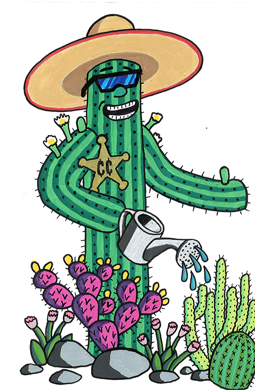 CACTUS CHARLIE - WATERING CACTUS - TRANSPARENT 500px